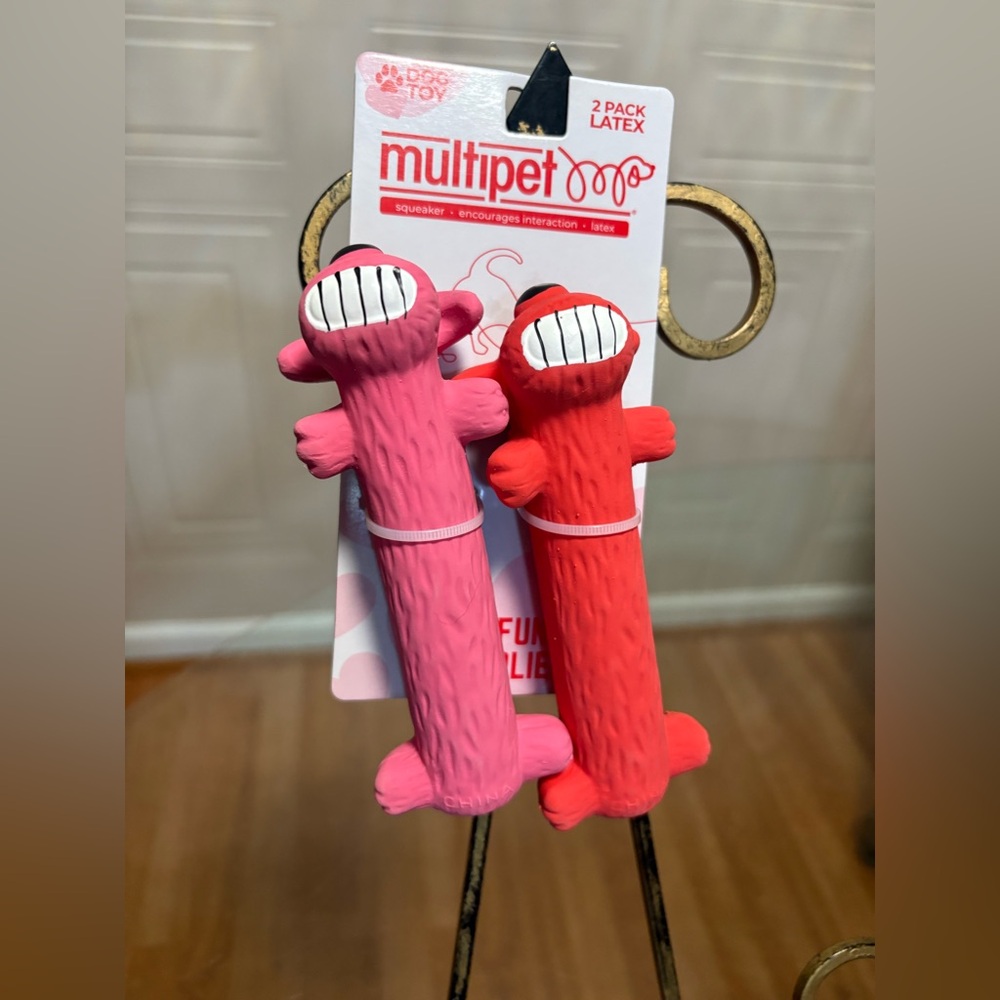 Brand New Multipet Loofa Latex Set Of 2 6” Dog Toy.
